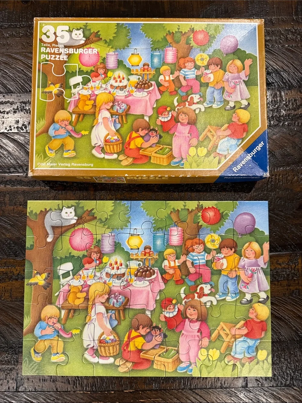 Ravensburger Vintage 1980s Colorful Childrens Picnic Puzzle with Balloons